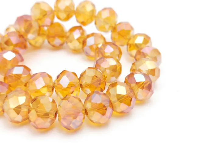 Margele cristal rondel fatetat 10x8mm auriu coniac AB (sirag)