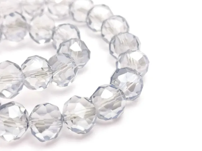 Margele cristal rondel fatetat 10x8mm albastru grizonat lustered (sirag)