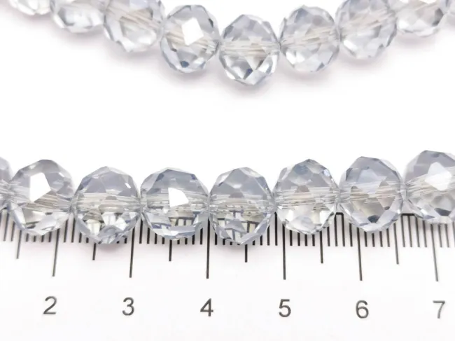 Margele cristal rondel fatetat 10x8mm albastru grizonat lustered (sirag)