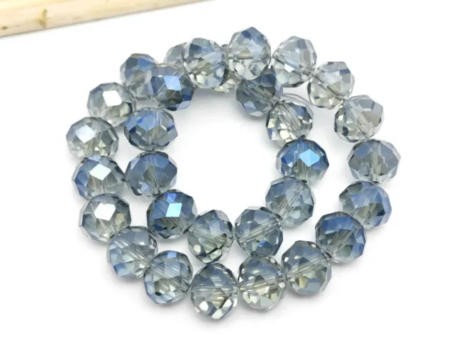 Margele cristal rondel fatetat 10x8mm albastru denim lustered (sirag)