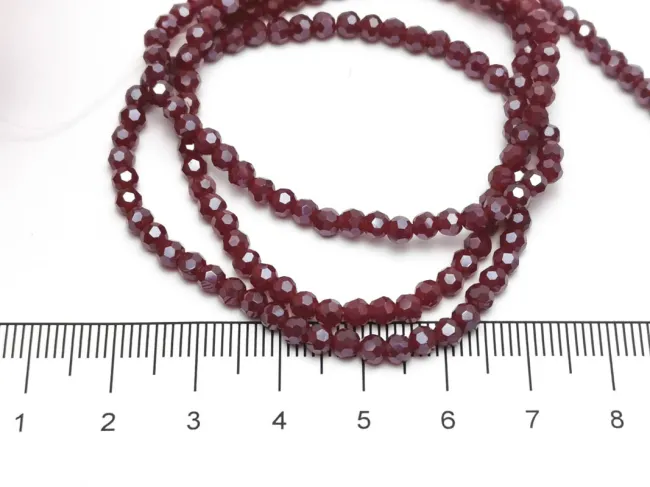 Margele cristal rotund fatetat 3~3.5mm burgundy opac lustered (sirag)
