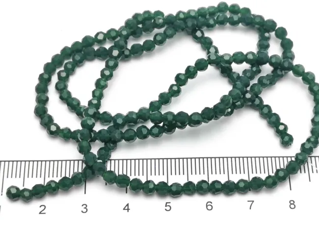 Margele cristal rotund fatetat 3~3.5mm verde inchis opac (sirag)