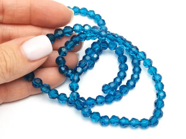 Margele cristal rotund fatetat 6mm marin (sirag)