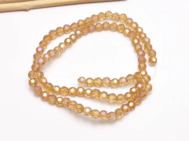 Margele cristal rotund fatetat 4mm auriu AB (sirag)