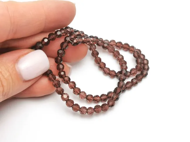 Margele cristal rotund fatetat 4mm mov visiniu (sirag)