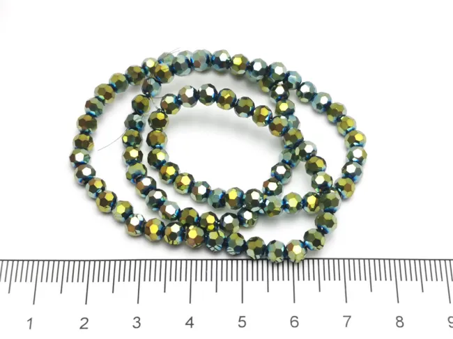 Margele cristal rotund fatetat 4mm iris verde metalic (sirag)
