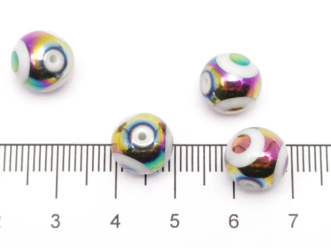 Sirag margele sticla 10mm evil eye metalic mix