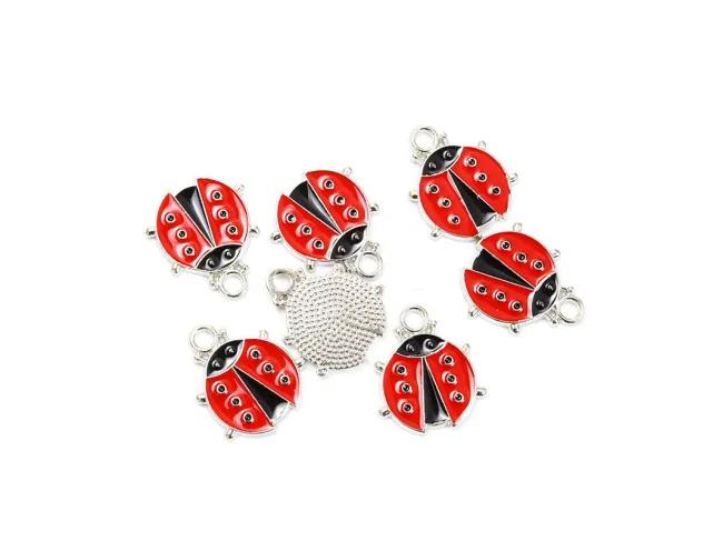 Charm argintiu buburuza 19x16mm rosu