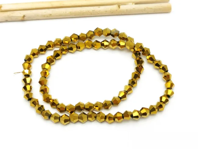 Margele cristal biconic electroplacat 4mm auriu (sirag)