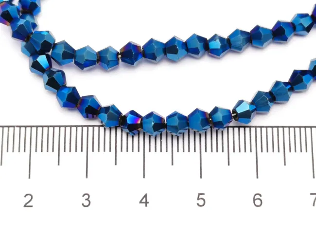 Margele cristal biconic electroplacat 4mm albastru inchis metalic (sirag)
