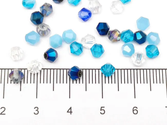 Margele cristal biconic 4mm mix albastru (250buc)