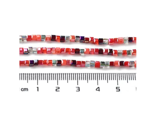 Margele cristal cub 2.5mm mix rosu (sirag)