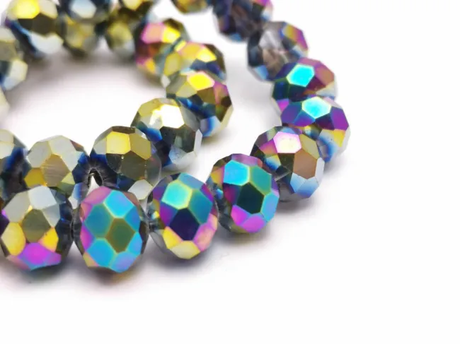Margele cristal rondel fatetat 10x8mm metalic mix (sirag)