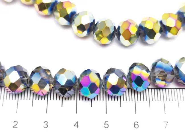 Margele cristal rondel fatetat 10x8mm metalic mix (sirag)