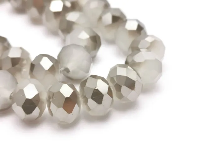 Margele cristal rondel fatetat 10x8mm gri opal argintiu (sirag)