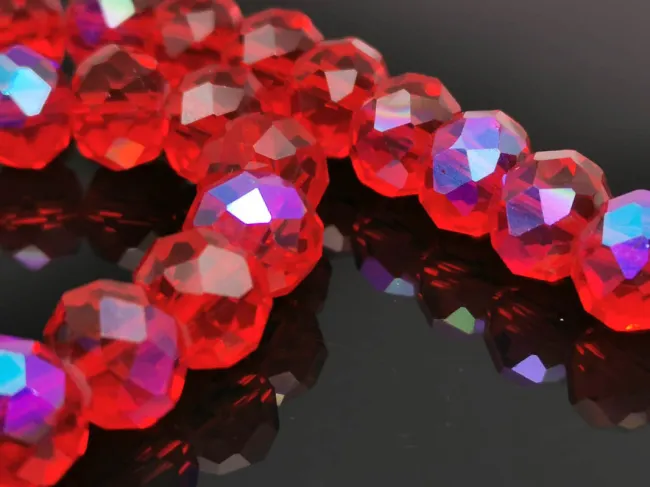 Margele cristal rondel fatetat 10x8mm rosu rubin heliotrop (sirag)