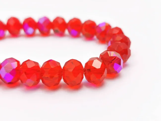 Margele cristal rondel fatetat 10x8mm rosu rubin heliotrop (sirag)