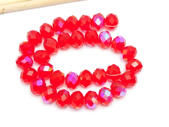 Margele cristal rondel fatetat 10x8mm rosu rubin heliotrop (sirag)