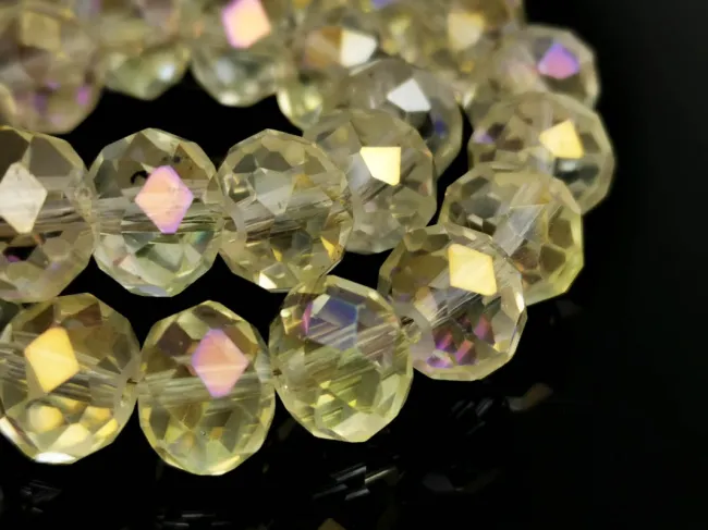 Margele cristal rondel fatetat 10x8mm galben pal AB (sirag)