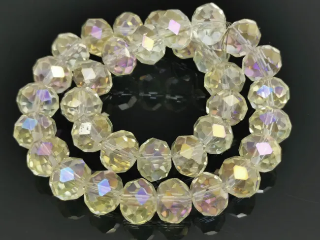 Margele cristal rondel fatetat 10x8mm galben pal AB (sirag)