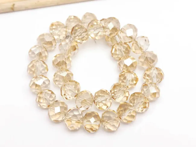 Margele cristal rondel fatetat 10x8mm bej lustered (sirag)