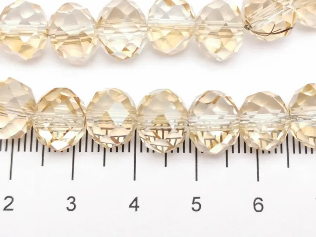 Margele cristal rondel fatetat 10x8mm bej lustered (sirag)