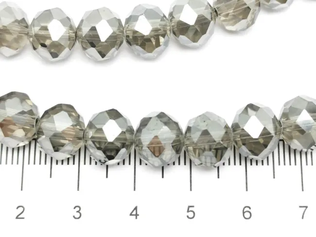 Margele cristal rondel fatetat 10x8mm gri inchis lustered (sirag)