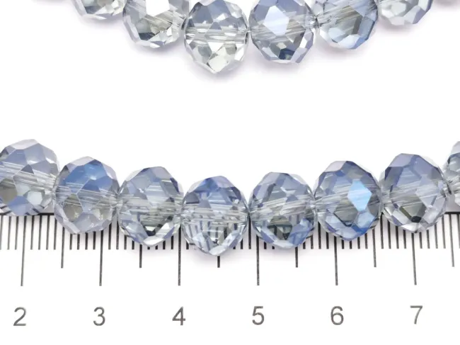 Margele cristal rondel fatetat 10x8mm albastru denim lustered (sirag)