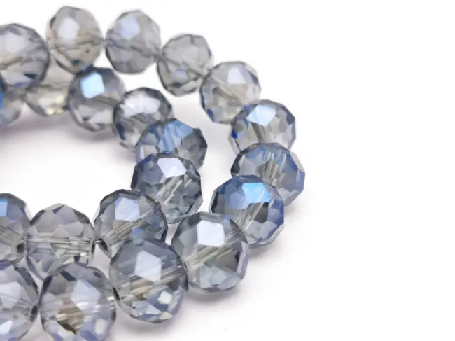 Margele cristal rondel fatetat 10x8mm albastru denim lustered (sirag)