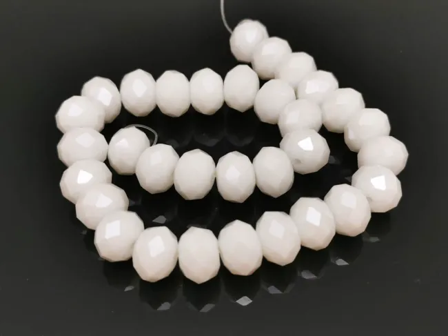 Margele cristal rondel fatetat 10x8mm alb opac lustered (sirag)