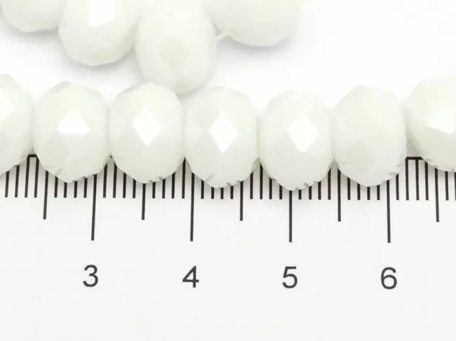Margele cristal rondel fatetat 10x8mm alb opac lustered (sirag)