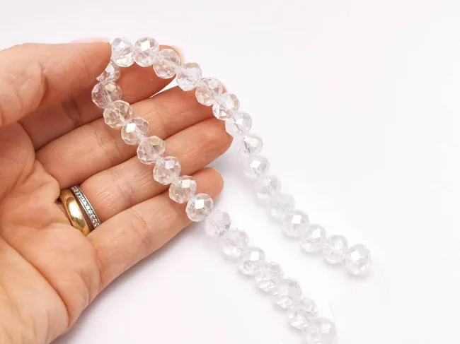 Margele cristal rondel fatetat 10x8mm transparent AB (sirag)