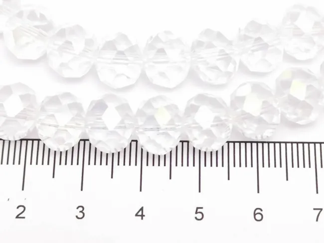 Margele cristal rondel fatetat 10x8mm transparent AB (sirag)