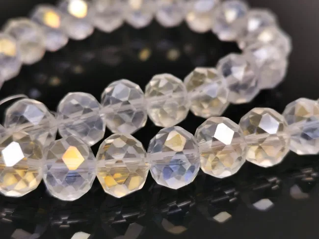 Margele cristal rondel fatetat 10x8mm transparent AB (sirag)