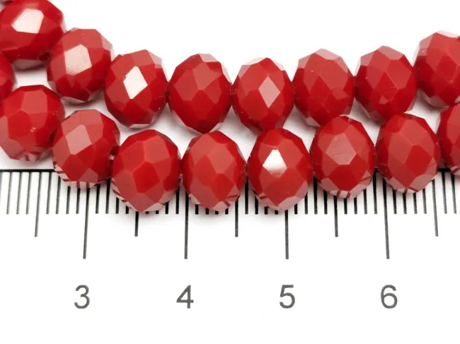 Margele cristal rondel fatetat 8x6mm rosu inchis opac (sirag)