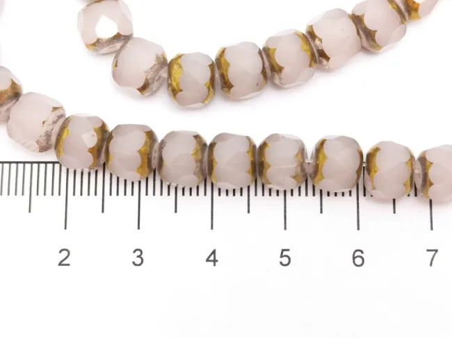 Margele cristal rondel fatetat 7.5x6.5mm rose opal (sirag)