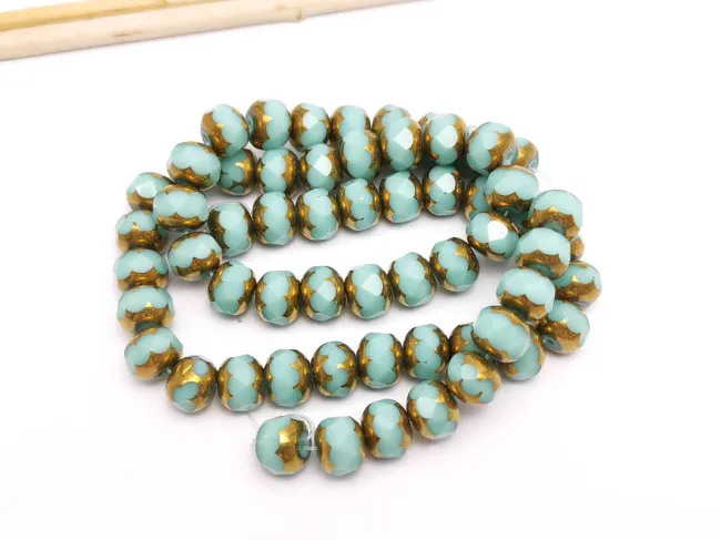 Margele cristal rondel fatetat 7.5x6.5mm turcoaz deschis (sirag)