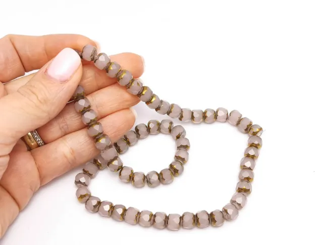 Margele cristal rondel fatetat 7.5x6.5mm rose opal (sirag)