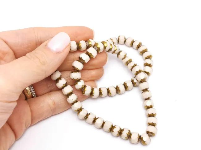Margele cristal rondel fatetat 7.5x6.5mm crem (sirag)