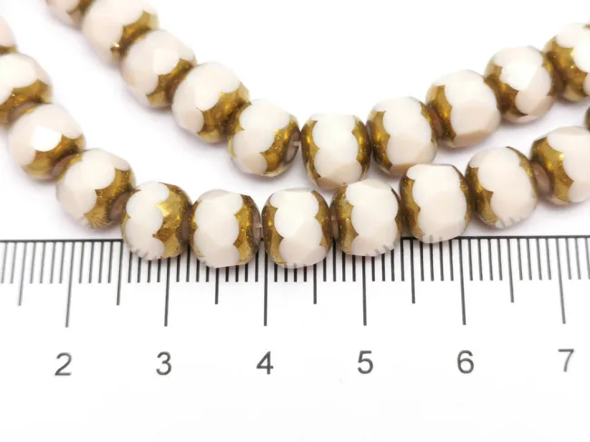 Margele cristal rondel fatetat 7.5x6.5mm crem (sirag)