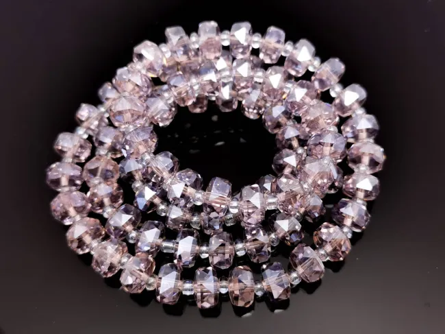 Margele cristal rondel fatetat electroplacat 8x5mm lavanda lustered (sirag)