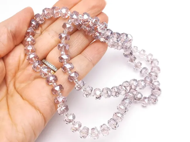 Margele cristal rondel fatetat electroplacat 8x5mm lavanda lustered (sirag)