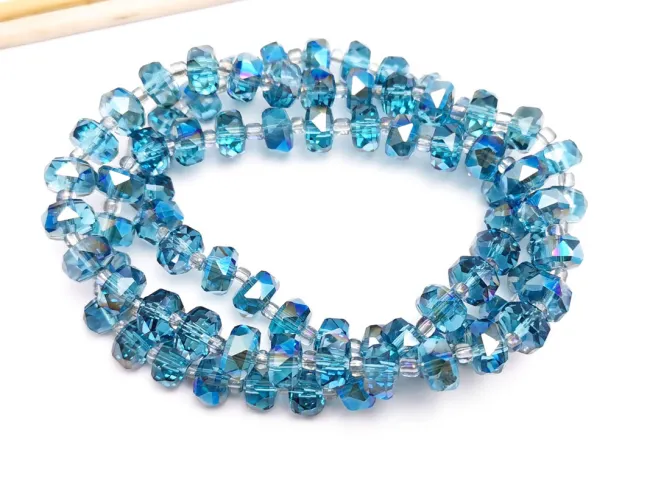 Margele cristal rondel fatetat electroplacat 8x5mm marin iris (sirag)