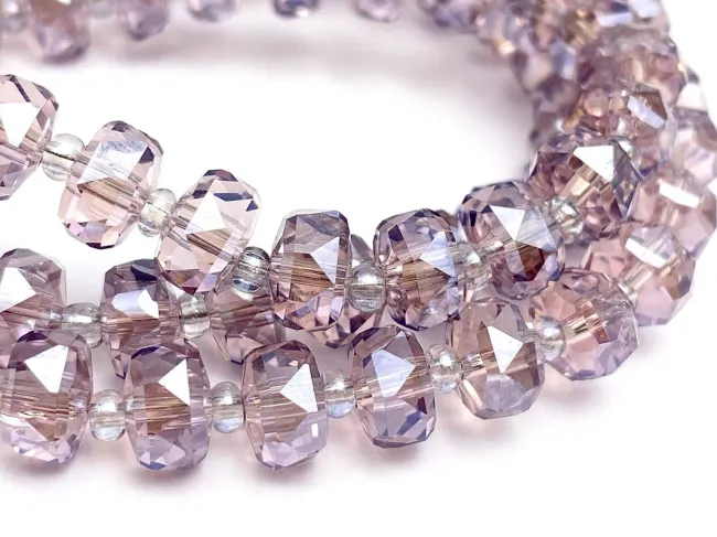Margele cristal rondel fatetat electroplacat 8x5mm lavanda lustered (sirag)