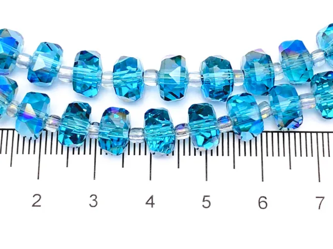 Margele cristal rondel fatetat electroplacat 8x5mm marin iris (sirag)