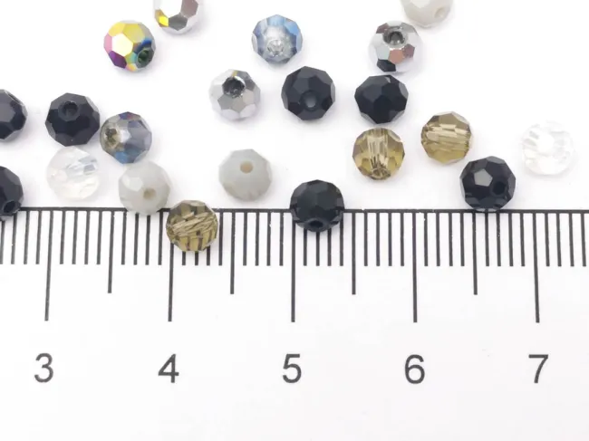 Margele cristal rotund fatetat 4mm mix negru gri (250buc)