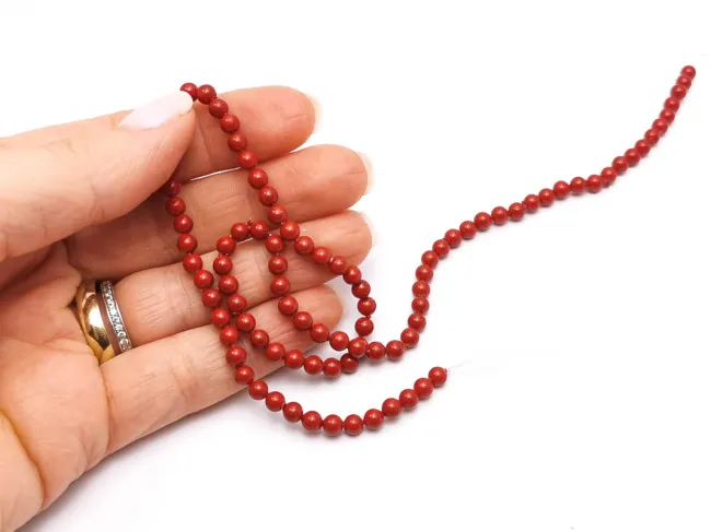 Sirag perle tip Mallorca 4mm rosu caramiziu