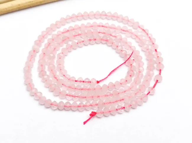 Sirag cuart roz rondele microfatetate 3x2mm