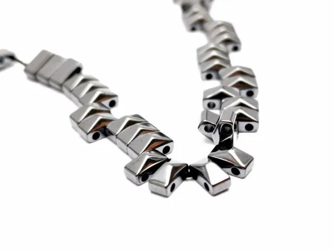 Sirag hematit dreptunghi conic cu doua orificii 7x3x3mm