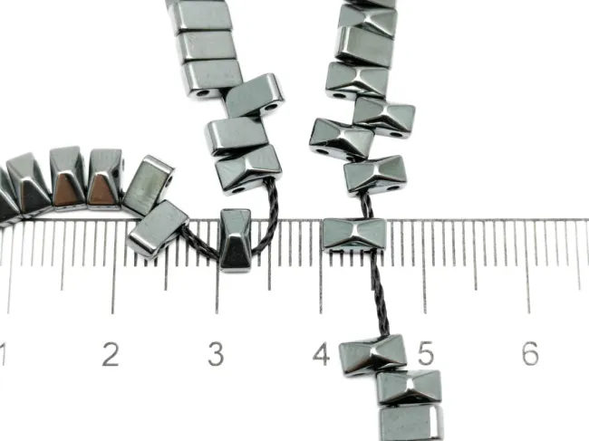 Sirag hematit dreptunghi conic cu doua orificii 7x3x3mm